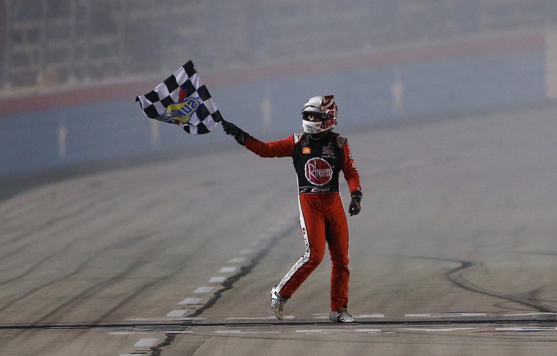 FORT WORTH, TEXAS - NOVEMBER 02: Christopher Bell, driver of the #20 Rheem Toyota, celebrates after winning the NASCAR Xfinity Series O'Reilly Auto Parts 300 at Texas Motor Speedway on November 02, 2019 in Fort Worth, Texas. (Photo by Brian Lawdermilk/Getty Images) | Getty Images