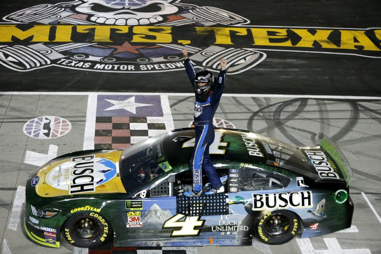 FORT WORTH, TEXAS - NOVEMBER 03: Kevin Harvick, driver of the #4 Busch Beer/Ducks Unlimited Ford, celebrates winning the Monster Energy NASCAR Cup Series AAA Texas 500 at Texas Motor Speedway on November 03, 2019 in Fort Worth, Texas. (Photo by Jonathan Ferrey/Getty Images) | Getty Images