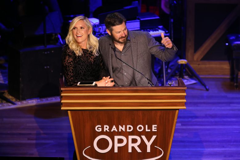 NASHVILLE, TENNESSEE - DECEMBER 03: Monster Energy NASCAR Cup Series driver Martin Truex Jr. and his partner Sherry Pollex speak during the NASCAR Night At The Opry Hosted By PNC Bank at Ryman Auditorium on December 03, 2019 in Nashville, Tennessee. (Photo by Terry Wyatt/Getty Images) | Getty Images