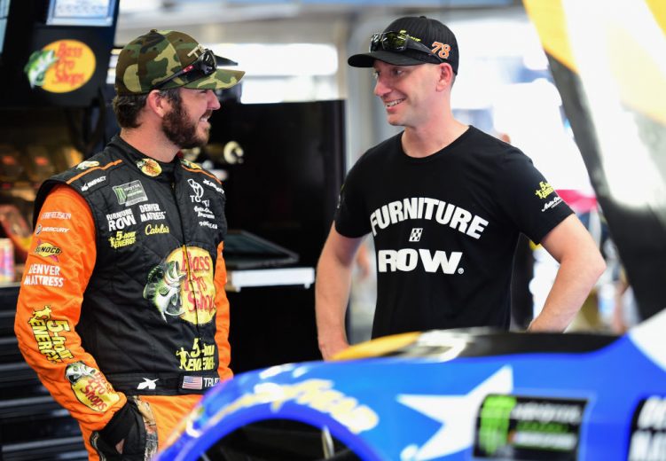 CHARLOTTE, NC - MAY 24:  Martin Truex Jr., driver of the #78 Bass Pro Shops/5-hour ENERGY Toyota, speaks with his crew chief Cole Pearn in the garage area during practice for the Monster Energy NASCAR Cup Series Coca-Cola 600 at Charlotte Motor Speedway on May 24, 2018 in Charlotte, North Carolina.  (Photo by Jared C. Tilton/Getty Images) | Getty Images