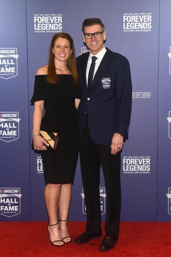 CHARLOTTE, NORTH CAROLINA - JANUARY 31: NASCAR Hall of Famer Ray Evernham and his wife Erin pose on the red carpet prior to the 2020 NASCAR Hall of Fame Induction Ceremony at Charlotte Convention Center on January 31, 2020 in Charlotte, North Carolina. (Photo by Jared C. Tilton/Getty Images) | Getty Images