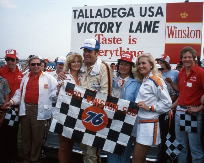 TALLADEGA, AL - MAY 4, 1980: Buddy Baker reached speeds of nearly 200 mph in conquering Dale Earnhardt in the Winston 500. (Photo by ISC Archives/CQ-Roll Call Group via Getty Images)