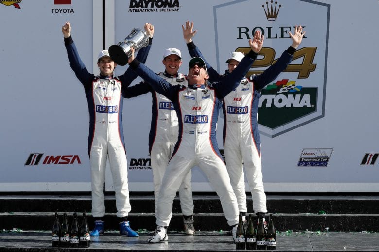 #81 DragonSpeed USA ORECA LMP2 07, LMP2: Ben Hanley, Henrik Hedman, Colin Braun, Harrison Newey, podium