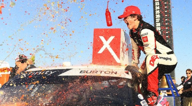 Featured Image for Harrison Burton wins Xfinity race in Fontana