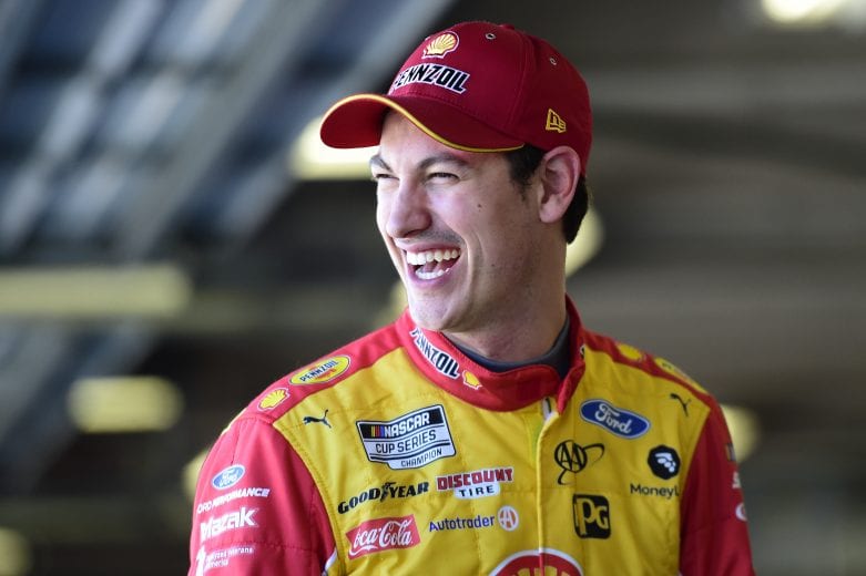 DAYTONA BEACH, FLORIDA - FEBRUARY 08: Joey Logano, driver of the #22 Shell Pennzoil Ford, looks on from the garage area during practice for the NASCAR Cup Series 62nd Annual Daytona 500 at Daytona International Speedway on February 08, 2020 in Daytona Beach, Florida. (Photo by Jared C. Tilton/Getty Images) | Getty Images
