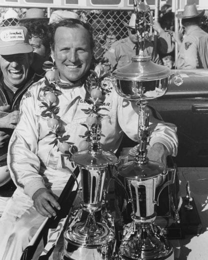 DAYTONA BEACH, FL - FEBRUARY 20:  A.J. Foyt driver of the #21 Mercury celebrates in victory lane after winning the Daytona 500 on February 20, 1972 at the Daytona International Speedway in Daytona Beach, Florida.  (Photo by ISC Archives/CQ-Roll Call Group via Getty Images)