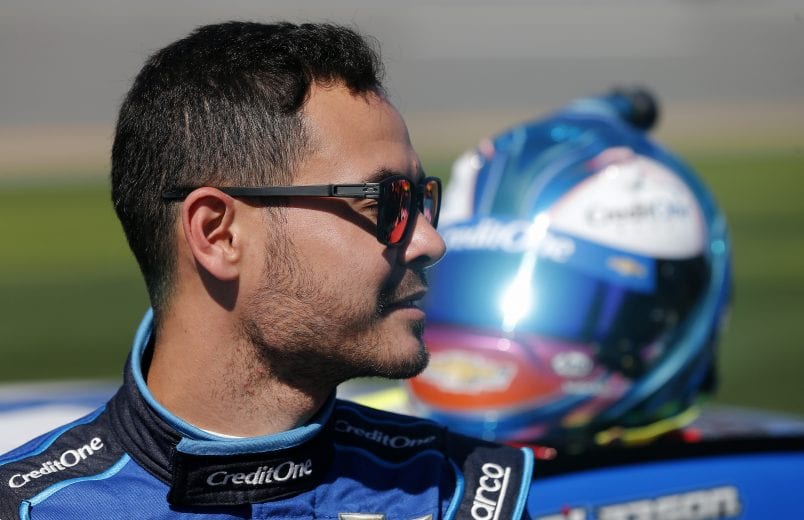 DAYTONA BEACH, FLORIDA - FEBRUARY 09: Kyle Larson, driver of the #42 Credit One Bank Chevrolet, stands on the grid during qualifying for the NASCAR Cup Series 62nd Annual Daytona 500 at Daytona International Speedway on February 09, 2020 in Daytona Beach, Florida. (Photo by Brian Lawdermilk/Getty Images) | Getty Images