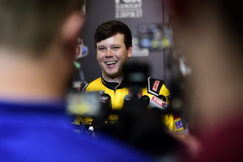 DAYTONA BEACH, FLORIDA - FEBRUARY 12: Erik Jones, driver of the #20 DEWALT Toyota, speaks with the media during the NASCAR Cup Series 62nd Annual Daytona 500 Media Day at Daytona International Speedway on February 12, 2020 in Daytona Beach, Florida. (Photo by Jared C. Tilton/Getty Images) | Getty Images