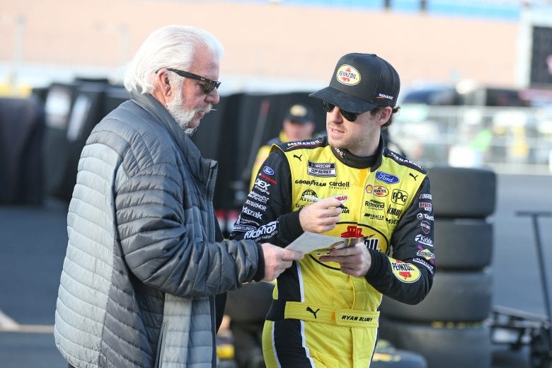 LAS VEGAS, NEVADA - FEBRUARY 21: Ryan Blaney, driver of the #12 Menards/Pennzoil Ford, signs autographs during practice for NASCAR Cup Series Penzoil 400 presented by Jiffy Lube at Las Vegas Motor Speedway on February 21, 2020 in Las Vegas, Nevada. (Photo by Matt Sullivan/Getty Images) | Getty Images