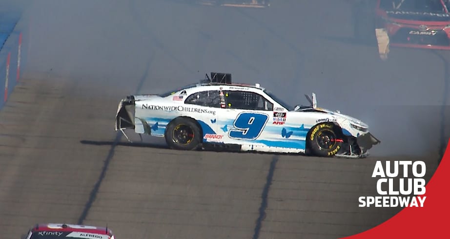 Noah Gragson and Ross Chastain tangle at Auto Club Speedway | NASCAR
