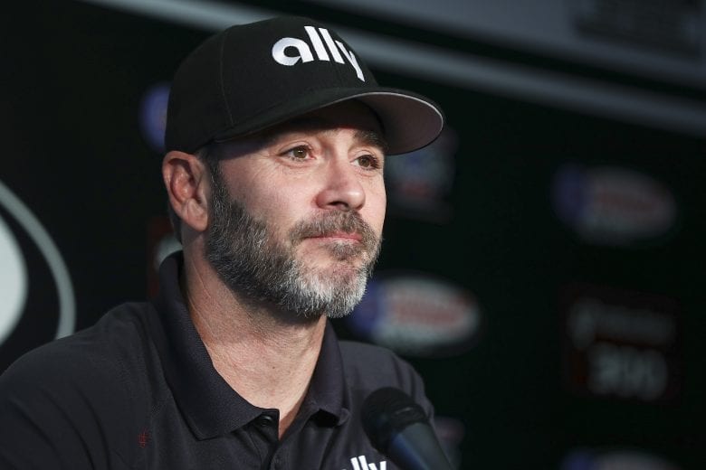FONTANA, CALIFORNIA - FEBRUARY 28: Jimmie Johnson, driver of the #48 Ally Chevrolet, speaks ahead of practice at Auto Club Speedway on February 28, 2020 in Fontana, California. (Photo by Meg Oliphant/Getty Images) | Getty Images