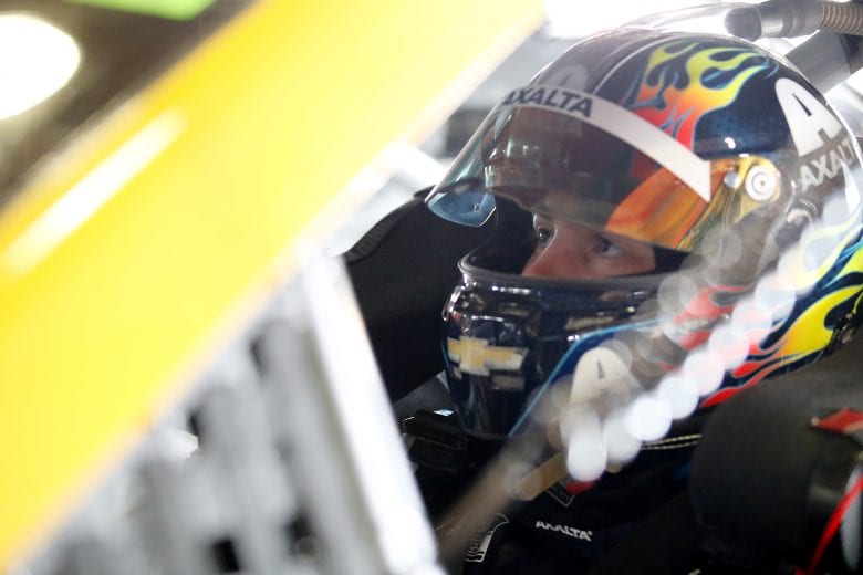FONTANA, CALIFORNIA - FEBRUARY 28: William Byron, driver of the #24 Axalta 24 Tribute Chevrolet, waits in the garage during practice for the NASCAR Cup Series Auto Club 400 at Auto Club Speedway on February 28, 2020 in Fontana, California. (Photo by Katelyn Mulcahy/Getty Images) | Getty Images