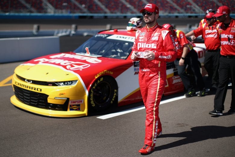 AVONDALE, ARIZONA - MARCH 07: Michael Annett, driver of the #1 Pilot Flying J Chevrolet, stands on the grid during qualifying for the NASCAR Xfinity Series LS Tractor 200 at Phoenix Raceway on March 07, 2020 in Avondale, Arizona. (Photo by Christian Petersen/Getty Images) | Getty Images