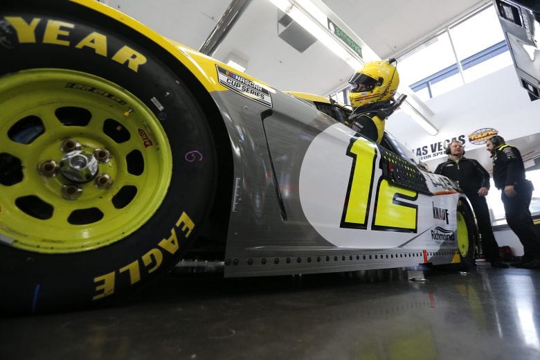 LAS VEGAS, NEVADA - FEBRUARY 21: Ryan Blaney, driver of the #12 Menards/Pennzoil Ford, climbs into his car during practice for the NASCAR Cup Series at Las Vegas Motor Speedway on February 21, 2020 in Las Vegas, Nevada. (Photo by Jonathan Ferrey/Getty Images) | Getty Images