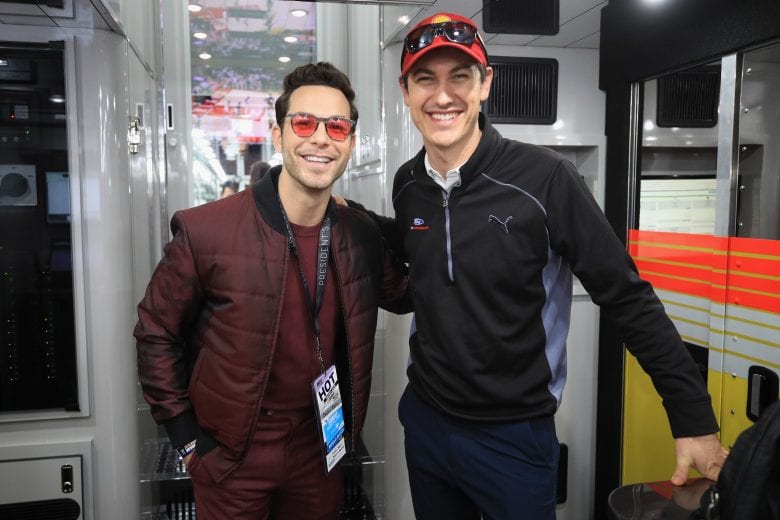 AVONDALE, ARIZONA - MARCH 08: Skylar Astin (L) and Joey Logano, driver of the #22 Shell Pennzoil Ford pose for photos in Logano's hauler prior to the NASCAR Cup Series FanShield 500 at Phoenix Raceway on March 08, 2020 in Avondale, Arizona. (Photo by Chris Graythen/Getty Images) | Getty Images
