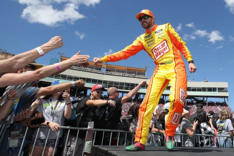 AVONDALE, ARIZONA - MARCH 08: Ross Chastain, driver of the #6 Oscar Mayer Ford, high fives fans during driver introductions to the NASCAR Cup Series FanShield 500 at Phoenix Raceway on March 08, 2020 in Avondale, Arizona. (Photo by Christian Petersen/Getty Images) | Getty Images