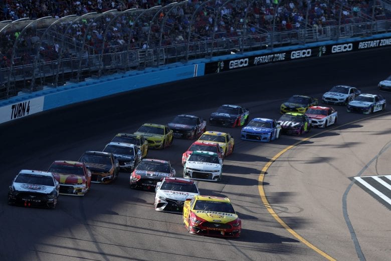 AVONDALE, ARIZONA - MARCH 08: Joey Logano, driver of the #22 Shell Pennzoil Ford, leads during the NASCAR Cup Series FanShield 500 at Phoenix Raceway on March 08, 2020 in Avondale, Arizona. (Photo by Chris Graythen/Getty Images) | Getty Images