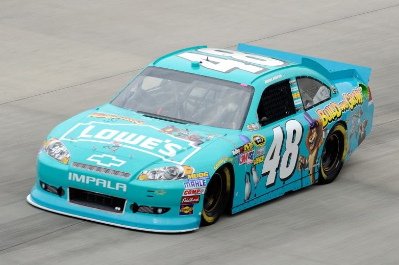 DOVER, DE - JUNE 01:  Jimmie Johnson, driver of the #48 Lowe's Madagascar Chevrolet, practices for the NASCAR Sprint Cup Series FedEx 400 benefiting Autism Speaks at Dover International Speedway on June 1, 2012 in Dover, Delaware.  (Photo by John Harrelson/Getty Images for NASCAR) | Getty Images