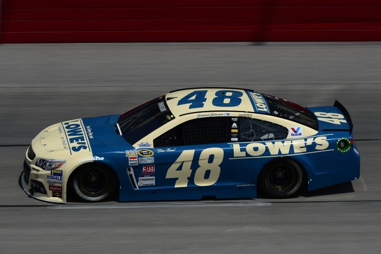 DARLINGTON, SC - SEPTEMBER 04:  Jimmie Johnson, driver of the #48 Lowe's Chevrolet, practices for the NASCAR Sprint Cup Series Bojangles' Southern 500 at Darlington Raceway on September 4, 2015 in Darlington, South Carolina.  (Photo by Robert Laberge/NASCAR via Getty Images)