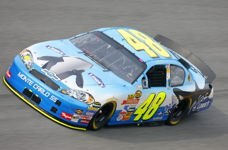 DAYTONA BEACH, FL - JUNE 30:  Jimmie Johnson driver of the #48 Lowe's/Sea World Chevrolet, drives during qualifying for the NASCAR Nextel Cup Series Pepsi 400 on June 30, 2006 at Daytona International Speedway in Daytona, Florida  (Photo by Rusty Jarrett/Getty Images for NASCAR) | Getty Images