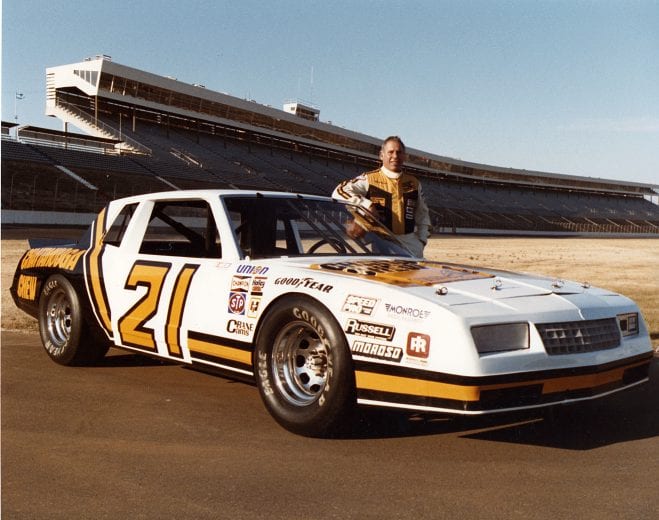 CHARLOTTE, NC — 1986:  David Pearson ran the final two NASCAR Cup races of his career in this Chevrolet Monte Carlo sponsored by Chattanooga Chew.  His last two races were the Coca-Cola 600 at the Charlotte (NC) Motor Speedway and the Champion Spark Plug 400 at Michigan International Speedway in Brooklyn, MI.  (Photo by ISC Images & Archives via Getty Images)