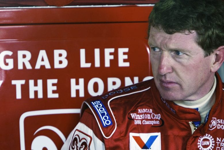 DOVER, DE - SEPTEMBER 20:  Bill Elliott driver of the #9 Evernham Motorsports Dodge Intrepid RT looks on during practice for the NASCAR Winston Cup Series MBNA All-American Heroes 400 on September 20, 2002 at Dover Downs in Dover, Delaware. (Photo by Jeff Gross/Getty Images) | Getty Images