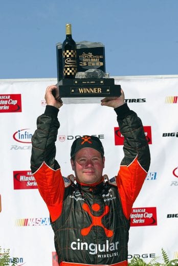 SONOMA, CA - JUNE 22: Robby Gordon driver of the #31 Cingular Wireless Chevrolet celebrates winning the NASCAR Winston Cup Dodge Save Mart 350 on June 22, 2003 at the Infineon Raceway in Sonoma, California. (Photo by Darrell Ingham/Getty Images) | Getty Images