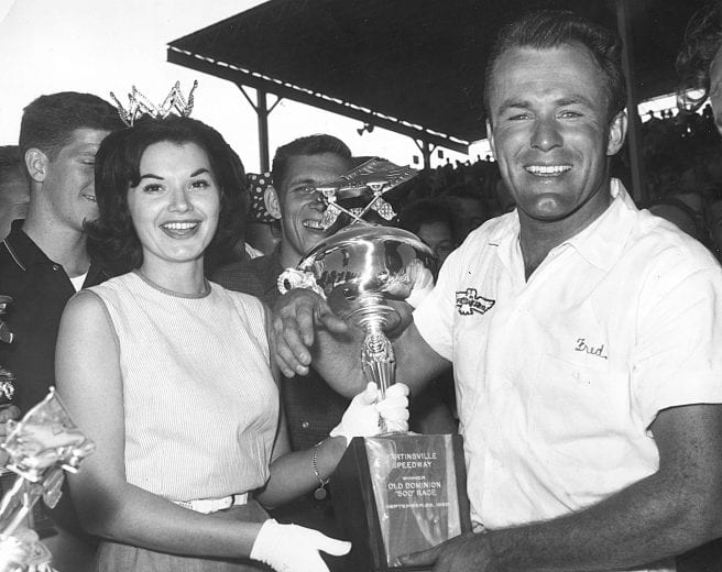 MARTINSVILLE, VA - SEPTEMBER 22:  Fred Lorenzen won the 1963 Old Dominion 500 at Martinsville for the Holman-Moody Ford team on September 22, 1963 in Martinsville, Virginia. The fast-rising star drew some negative attention for his continued acumen on the race tracks.  (Photo by ISC Archives/CQ-Roll Call Group via Getty Images)