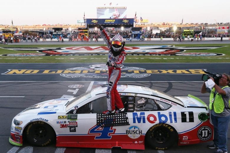 FORT WORTH, TX - NOVEMBER 05:  Kevin Harvick, driver of the #4 Mobil 1 Ford, celebrates winning the Monster Energy NASCAR Cup Series AAA Texas 500 at Texas Motor Speedway on November 5, 2017 in Fort Worth, Texas.  (Photo by Matt Sullivan/Getty Images) | Getty Images