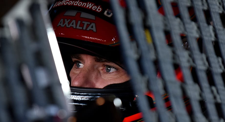 FONTANA, CA - MARCH 21:  Jeff Gordon, driver of the #24 Axalta Chevrolet, sits in his car prior to practice for the NASCAR Sprint Cup Series Auto Club 400 at Auto Club Speedway on March 21, 2015 in Fontana, California.  (Photo by Jonathan Moore/NASCAR via Getty Images)
