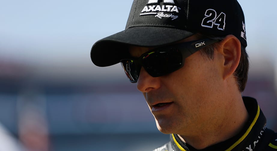 BRISTOL, TN - MARCH 14: Jeff Gordon, driver of the #24 Axalta Chevrolet, stands in the garage area during practice for the NASCAR Sprint Cup Series Food City 500 at Bristol Motor Speedway on March 14, 2014 in Bristol, Tennessee. (Photo by Jeff Zelevansky/NASCAR via Getty Images)