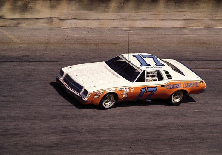 DAYTONA BEACH, FL - JULY 4, 1975:  Darrell Waltrip finished fourth in the Firecracker 400 in 1975, the same position he started in. This was Donnie Allison's last race for the DiGard team, which Waltrip began driving for at Talladega in August.  (Photo by ISC Archives/CQ-Roll Call Group via Getty Images)