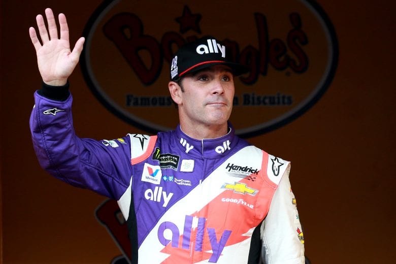 DARLINGTON, SOUTH CAROLINA - SEPTEMBER 01: Jimmie Johnson, driver of the #48 Ally Throwback Chevrolet, walks on stage during driver intros for the Monster Energy NASCAR Cup Series Bojangles' Southern 500 at Darlington Raceway on September 01, 2019 in Darlington, South Carolina. (Photo by Sean Gardner/Getty Images) | Getty Images