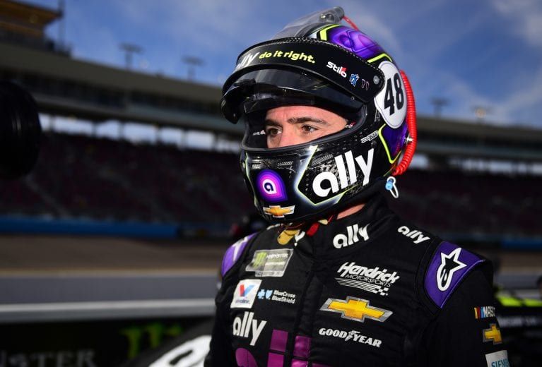 AVONDALE, ARIZONA - NOVEMBER 09: Jimmie Johnson, driver of the #48 Ally Chevrolet, stands on the grid during qualifying for the Monster Energy NASCAR Cup Series Bluegreen Vacations 500 at ISM Raceway on November 09, 2019 in Avondale, Arizona. (Photo by Jared C. Tilton/Getty Images) | Getty Images