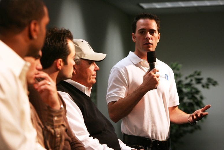DAYTONA BEACH, FL - FEBRUARY 11: Jimmie Johnson announces the creation of the