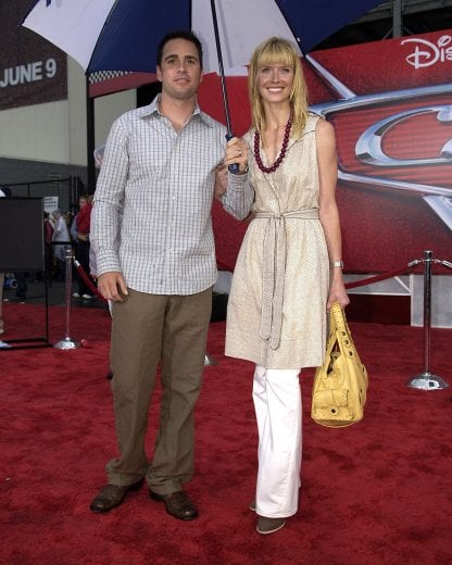 CHARLOTTE, NC - MAY 26: NASCAR driver Jimmie Johnson and wife, Chandra attend the world premiere screening of the Disney and PIXAR movie