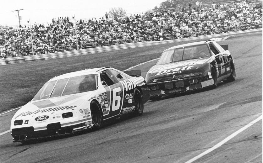 WATKINS GLEN, NY - AUGUST 8, 1993: Mark Martin leads Rusty Wallace during Budweiser at The Glen 1993. Martin won, despite having problems in the pits. (Photo by ISC Archives/CQ-Roll Call Group via Getty Images)
