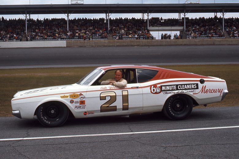 DAYTONA BEACH, FL - 1968: Cale Yarborough dominated NASCAR Cup action during the year at Daytona International Speedway. Driving a Ford Torino for the Wood Brothers, Yarborough won both the Daytona 500 in February and the July 4th Firecracker 400. (Photo by ISC Images & Archives via Getty Images)