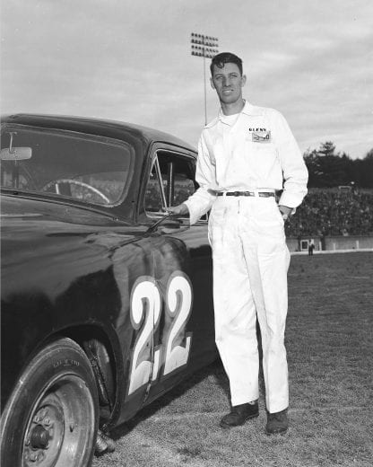 WINSTON-SALEM, NC — 1957: Glen Wood of Stuart, VA, with his NASCAR Sportsman car before a race at Bowman-Gray Stadium. (Photo by ISC Images & Archives via Getty Images)