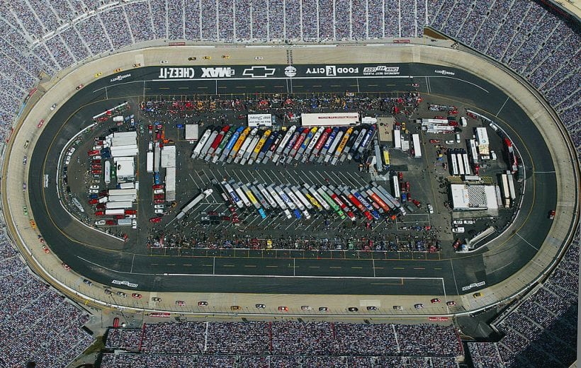BRISTOL- March 24: Birdseye view of the track during the NASCAR Winston Cup Food City 500 at the Bristol Motor Speedway in Bristol,Tennessee. (Photo by Adam Pretty/Getty Images) | Getty Images