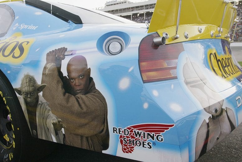 CONCORD,NC - MAY 18: A side view of the Star Wars #43 Petty Enterprises Dodge Intrepid during practice for The Winston NASCAR event at the Lowe's Motor Speedway in Concord, North Carolina on May 18, 2002. (Photo by Darrell Ingham/Getty Images) | Getty Images