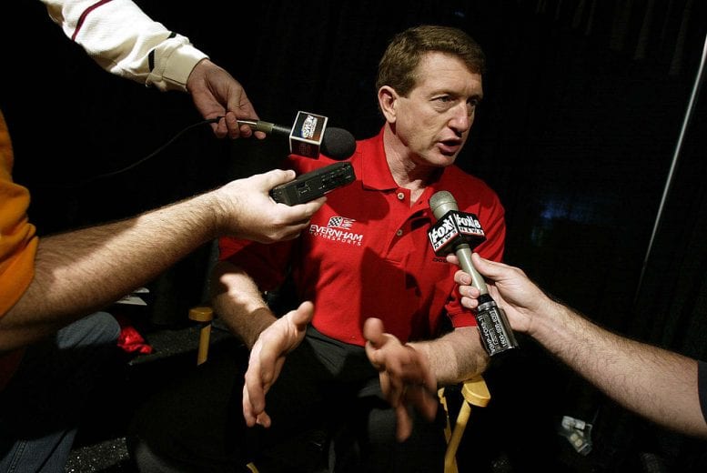 7 Feb 2002: Bill Elliott, driver of the #9 Evernham Motorsports Dodge Intrepid R/T, answers questions during Media Day for the Daytona 500 at Daytona International Speedway in Daytona, Florida. DIGITAL IMAGE Mandatory Credit: Craig Jones/Getty Images