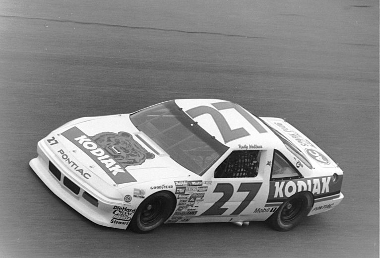 BROOKLYN, MI - JUNE 26, 1988: Rusty Wallace gets his first superspeedway victory as he cruises to the checkered flag 8 seconds over runner-up Bill Elliott at Michigan in the 1988 Miller High Life 400. (Photo by ISC Archives/CQ-Roll Call Group via Getty Images)