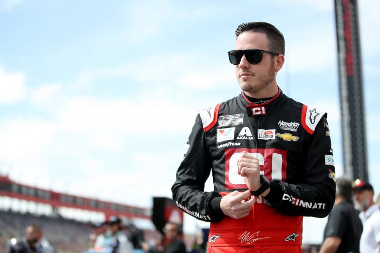 FONTANA, CALIFORNIA - FEBRUARY 29: Alex Bowman, driver of the #88 Cincinnati Chevrolet, walks on the grid before qualifying for the NASCAR Cup Series Auto Club 400 at Auto Club Speedway on February 29, 2020 in Fontana, California. (Photo by Katelyn Mulcahy/Getty Images) | Getty Images