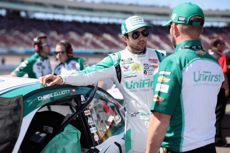 AVONDALE, ARIZONA - MARCH 07: Chase Elliott, driver of the #9 UniFirst Chevrolet, stands on the grid during qualifying for the NASCAR Cup Series FanShield 500 at Phoenix Raceway on March 07, 2020 in Avondale, Arizona. (Photo by Christian Petersen/Getty Images) | Getty Images