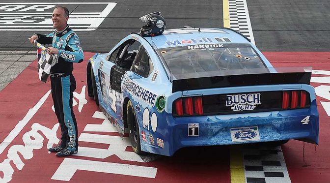 Featured image for Harvick claims career win No. 50 in NASCAR’s return at Darlington