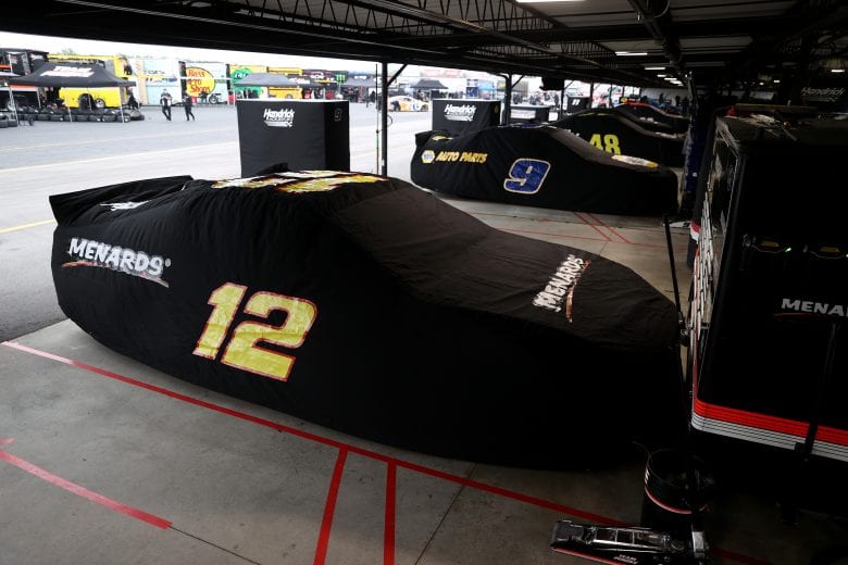 DARLINGTON, SOUTH CAROLINA - MAY 20: The car of Ryan Blaney, driver of the #12 Menards/Moen Ford, is seen prior to the NASCAR Cup Series Toyota 500 at Darlington Raceway on May 20, 2020 in Darlington, South Carolina. (Photo by Chris Graythen/Getty Images) | Getty Images