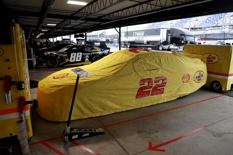DARLINGTON, SOUTH CAROLINA - MAY 20: The car of Joey Logano, driver of the #22 Shell Pennzoil Ford, is seen prior to the NASCAR Cup Series Toyota 500 at Darlington Raceway on May 20, 2020 in Darlington, South Carolina. (Photo by Chris Graythen/Getty Images) | Getty Images