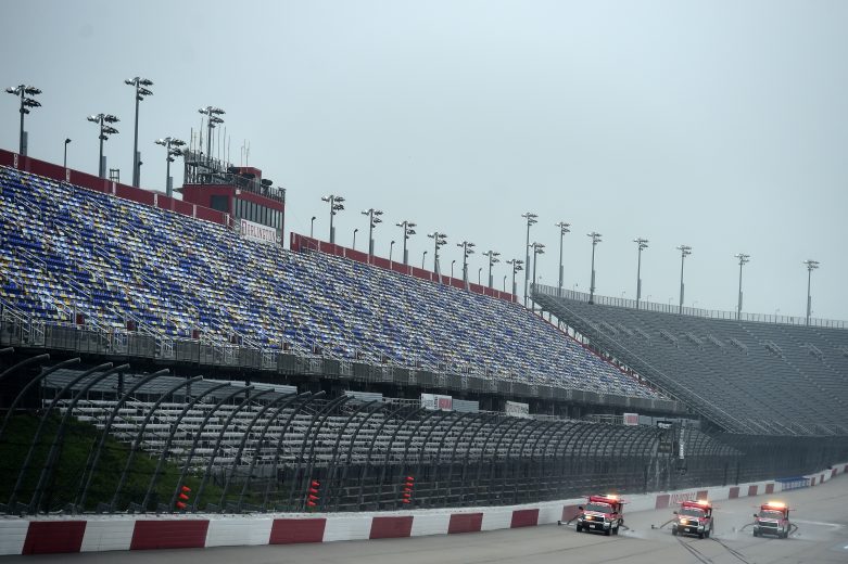 DARLINGTON, SOUTH CAROLINA - MAY 20: The NASCAR Track Drying Team works to dry the track prior to the NASCAR Cup Series Toyota 500 at Darlington Raceway on May 20, 2020 in Darlington, South Carolina. (Photo by Jared C. Tilton/Getty Images) | Getty Images
