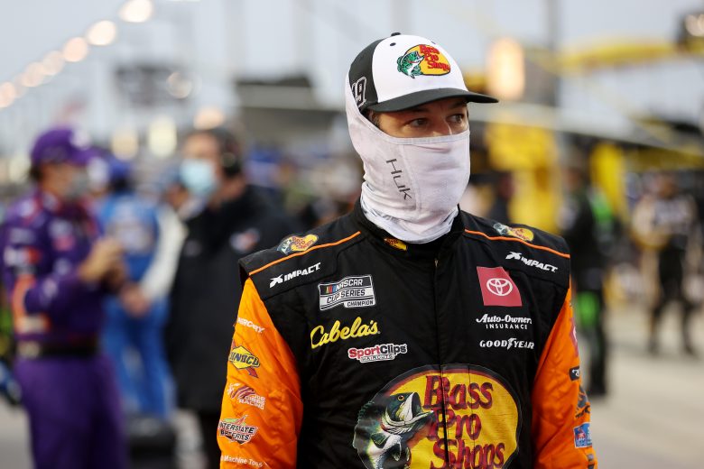 DARLINGTON, SOUTH CAROLINA - MAY 20: Martin Truex Jr., driver of the #19 Bass Pro Shops Toyota, stands on the grid prior to the NASCAR Cup Series Toyota 500 at Darlington Raceway on May 20, 2020 in Darlington, South Carolina. (Photo by Chris Graythen/Getty Images) | Getty Images